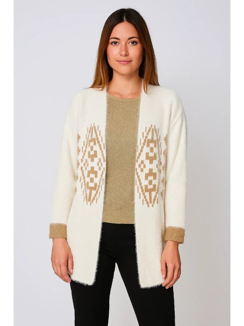 Love Stitch Merrilees Swimwear Lurex Detail Mohair Cardigan Ivory Medium NWT
